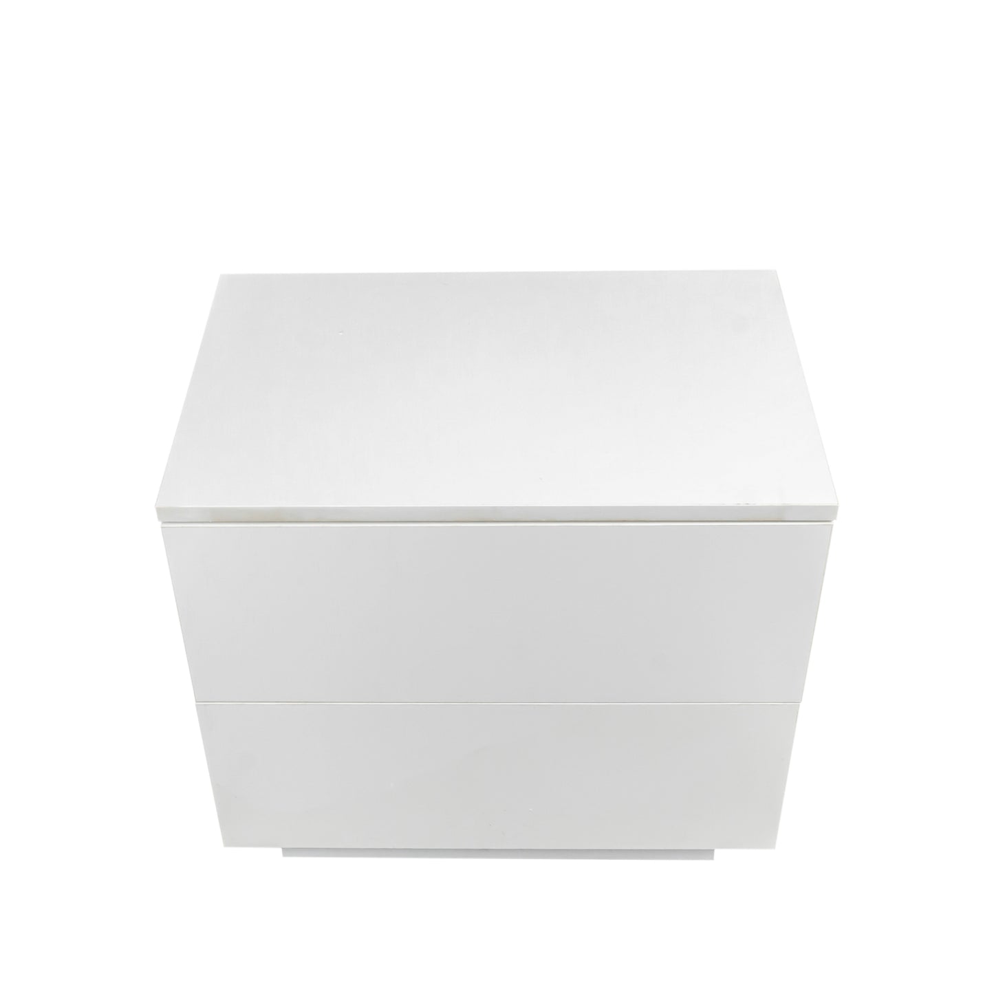 Contemporary White Nightstand with LED Lit Drawers