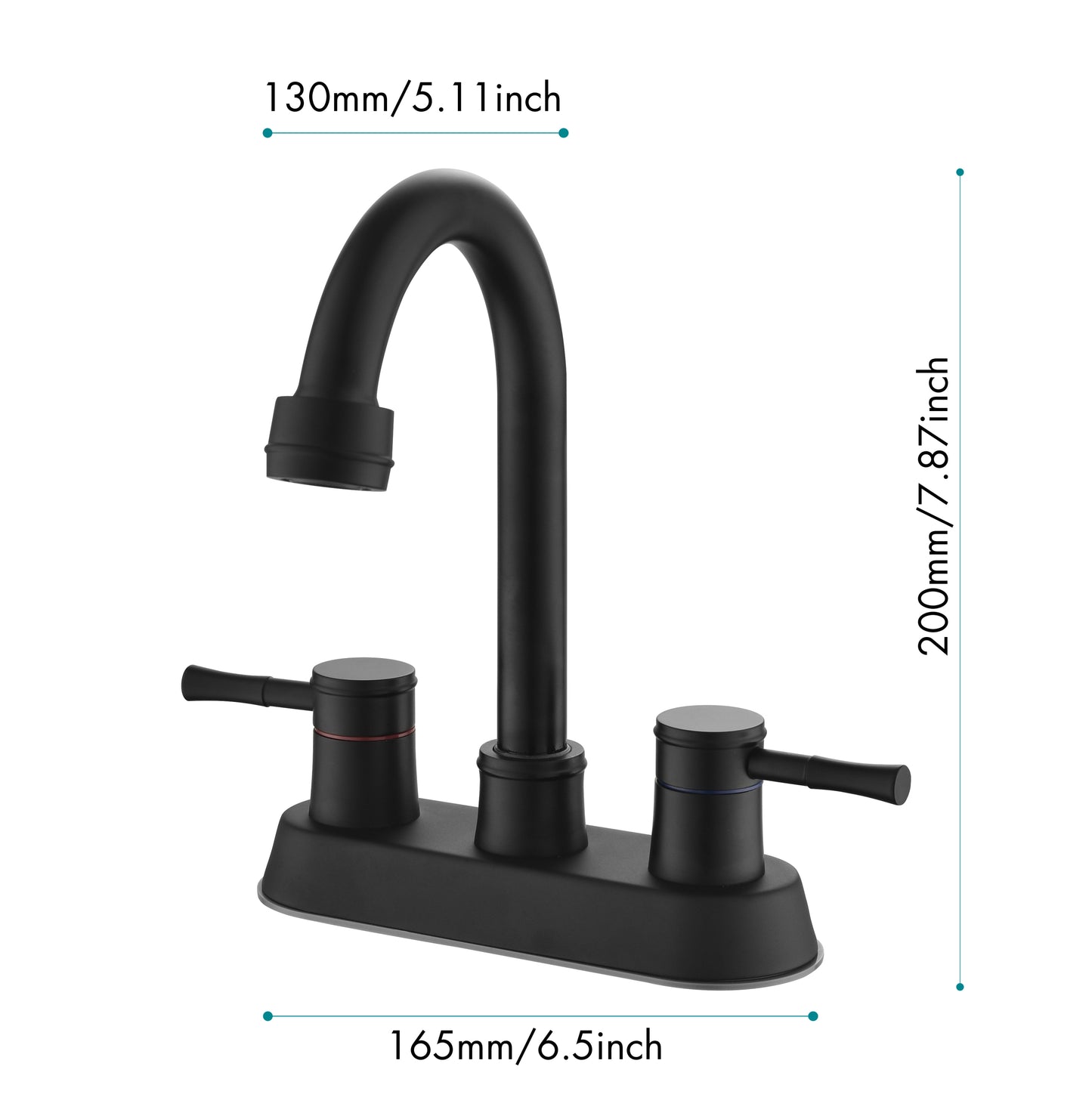 Modern Matte Black Bathroom Faucet with Dual Handle Controls