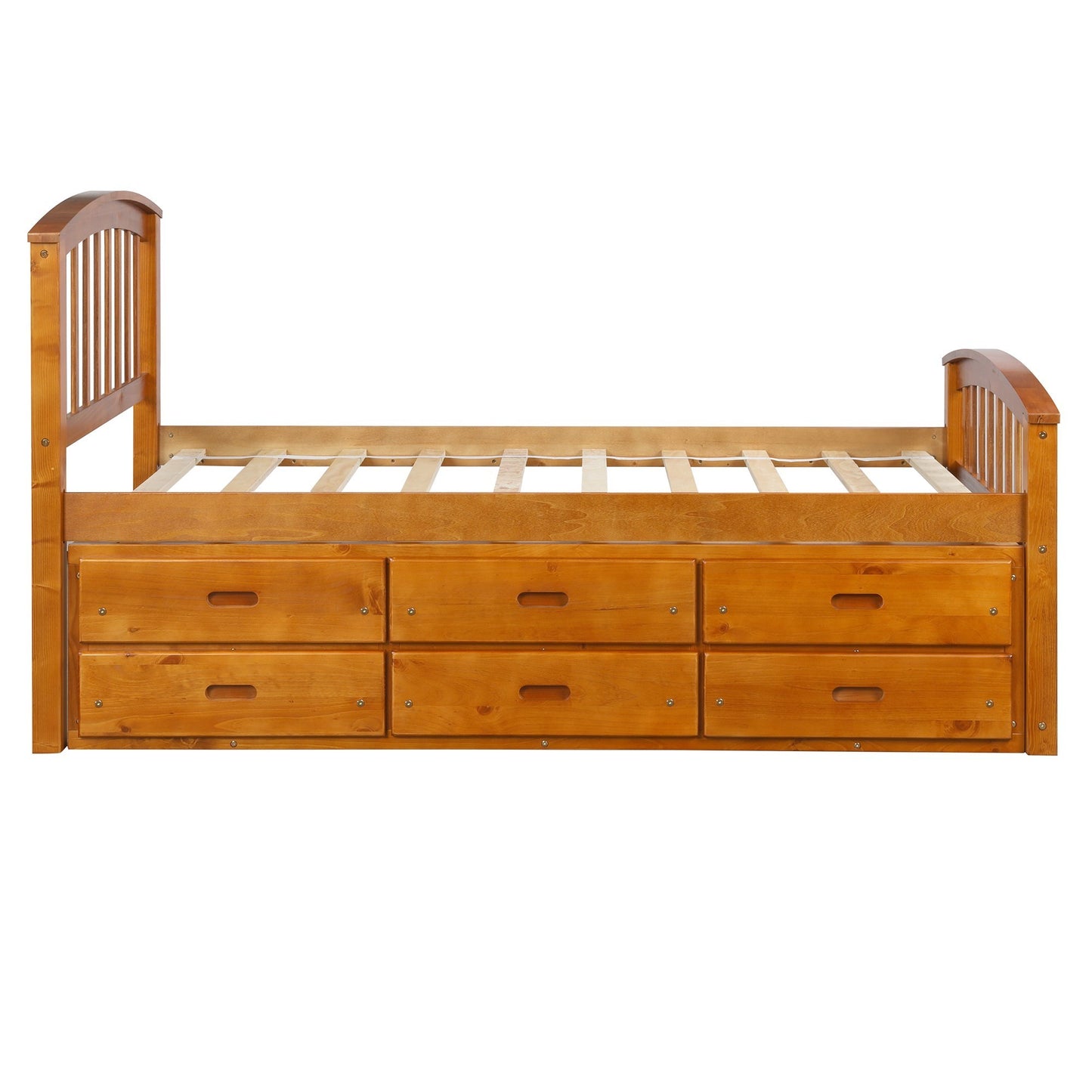 Twin Size Platform Storage Bed Solid Wood Bed with 6 Drawers