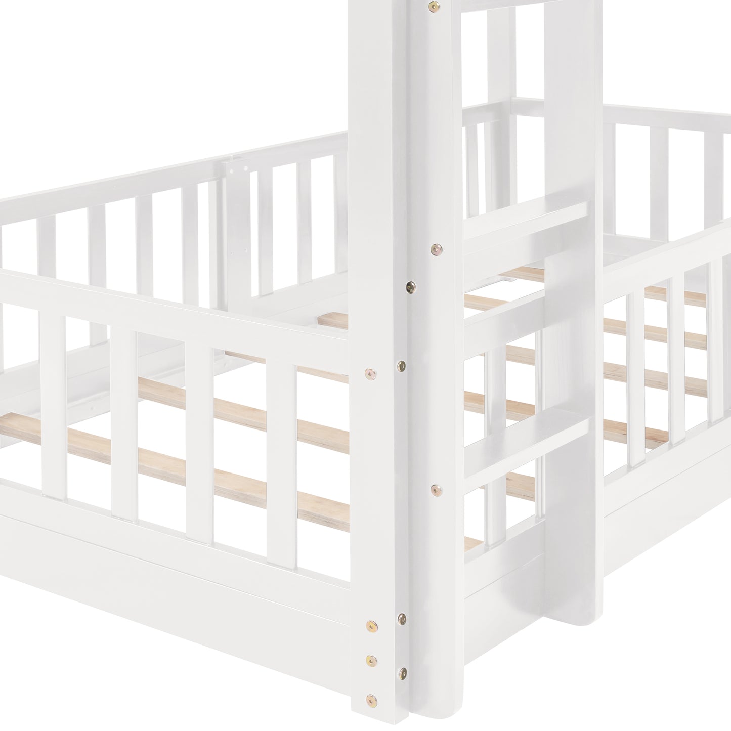 White Twin Bunk Bed with Slide, Ladder, and Space-Saving Design