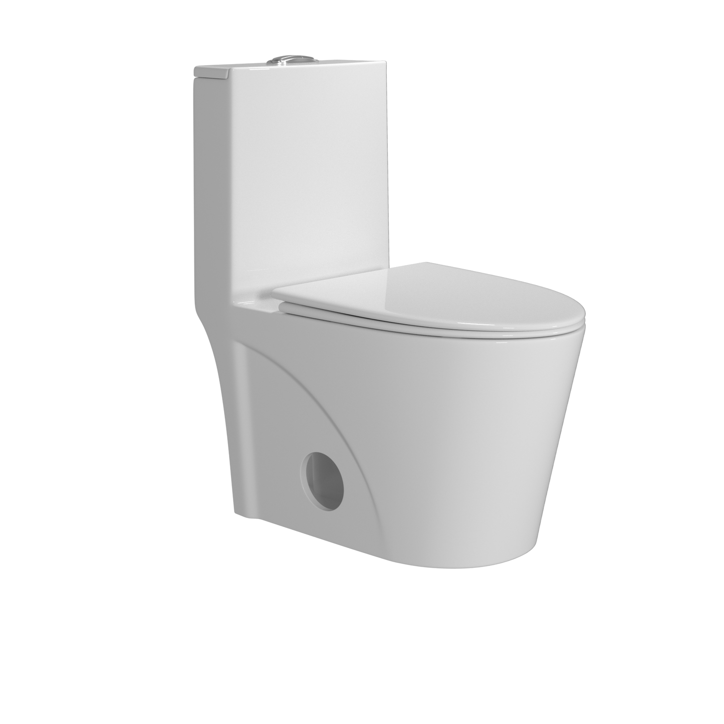 Dual Flush Elongated Standard One Piece Toilet with Comfortable Seat Height, Soft Close Seat Cover, High-Efficiency Supply, and White Finish Toilet Bowl (White Toilet)