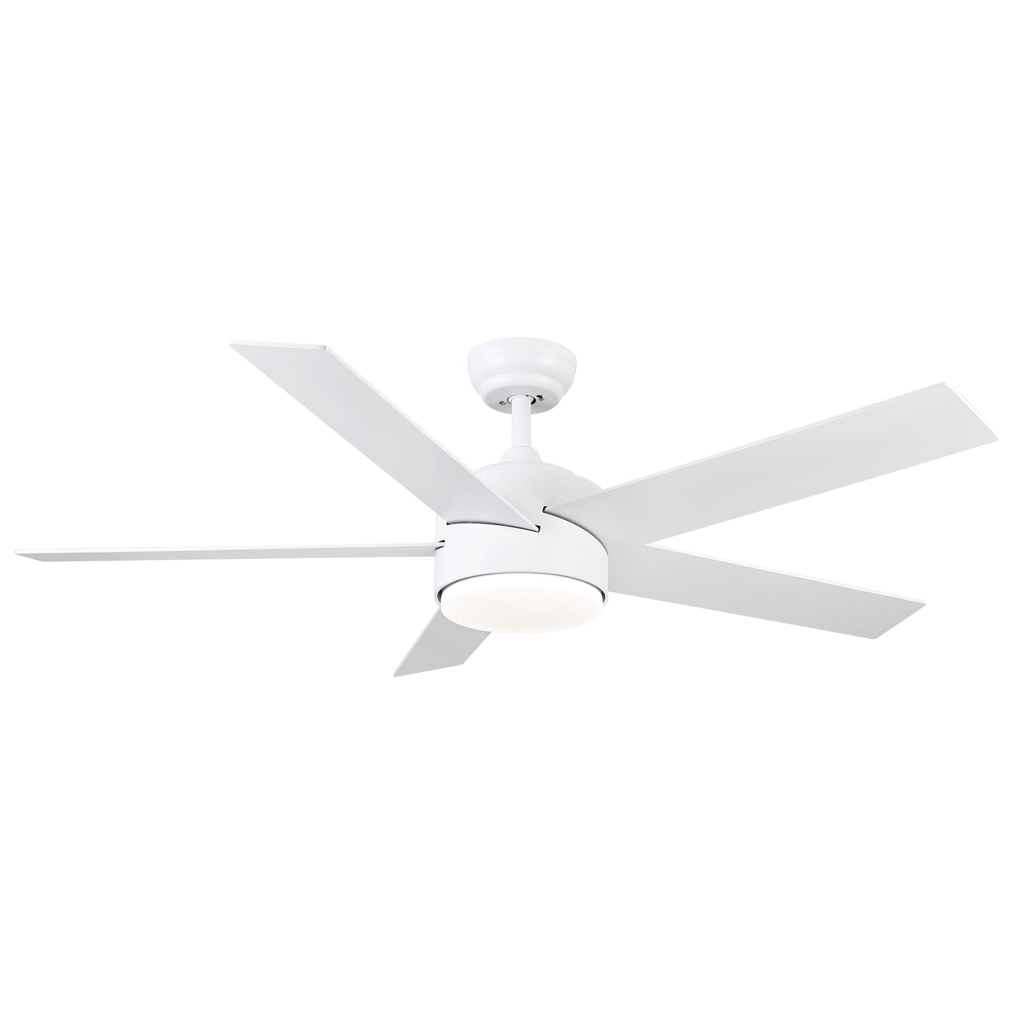 52 Inch Ceiling Fan with Integrated LED Light and White ABS Blades