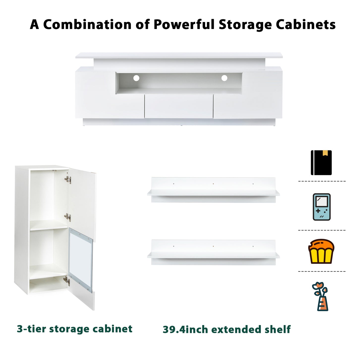 Versatile 5-Piece LED Floating TV Stand Set for 75+ Inch TVs