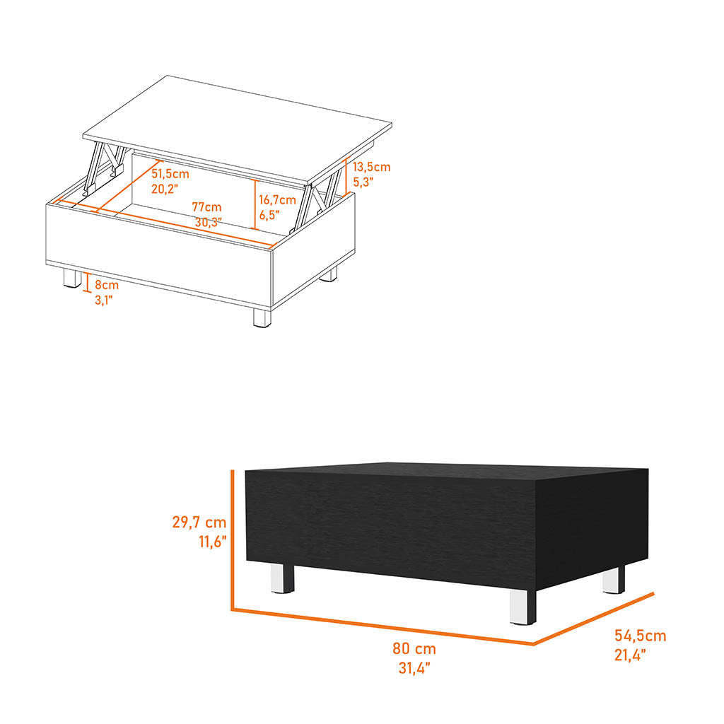 Sleek Lift Top Coffee Table with Storage