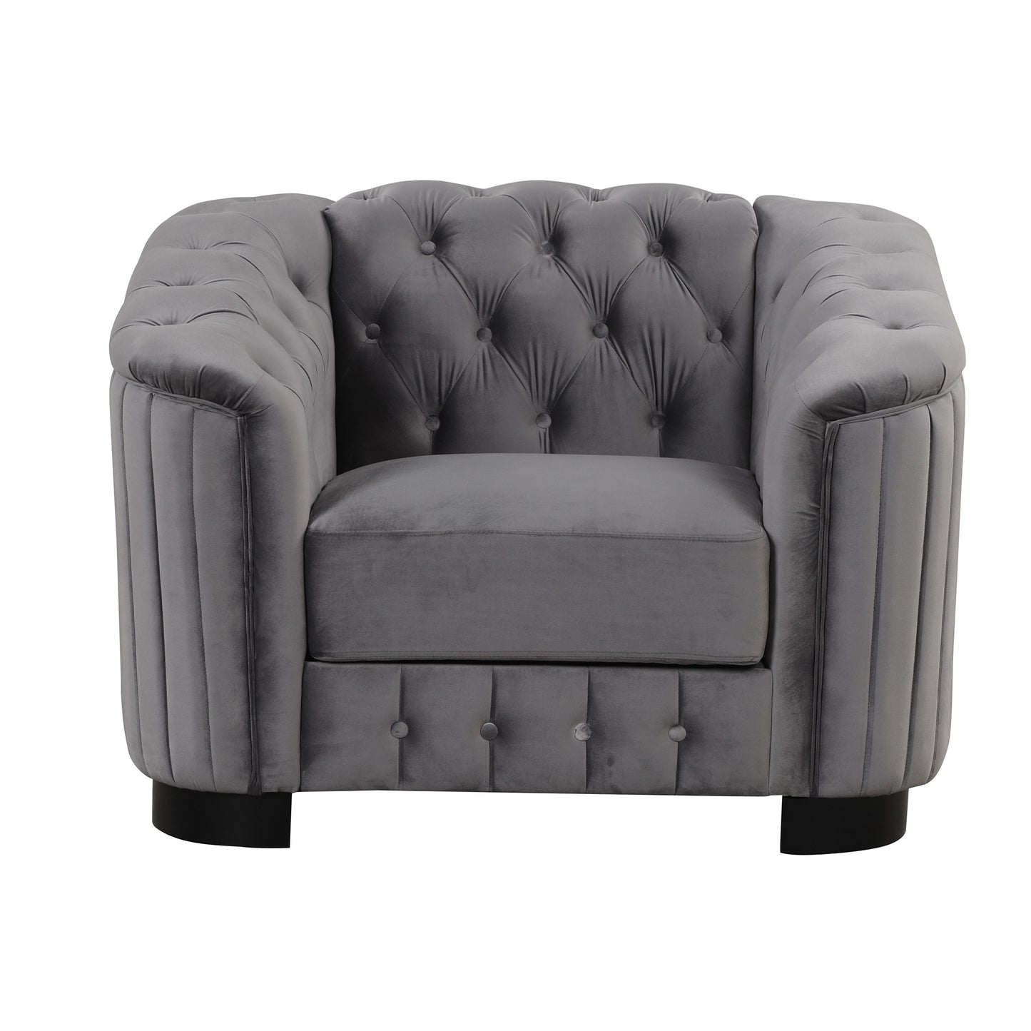 41.5 Gray Velvet Upholstered Accent Sofa with Durable Solid Wood Legs