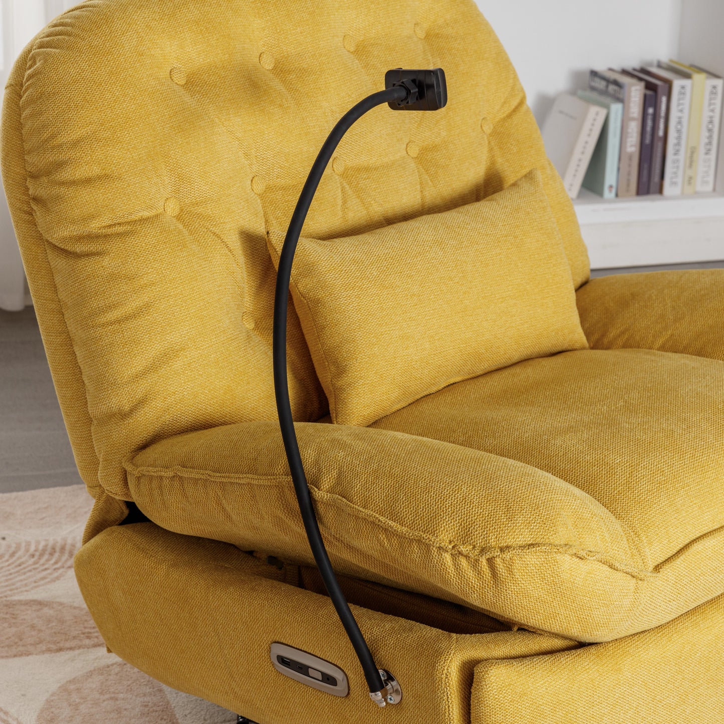 Yellow Power Recliner with Voice Control and Bluetooth Music Player