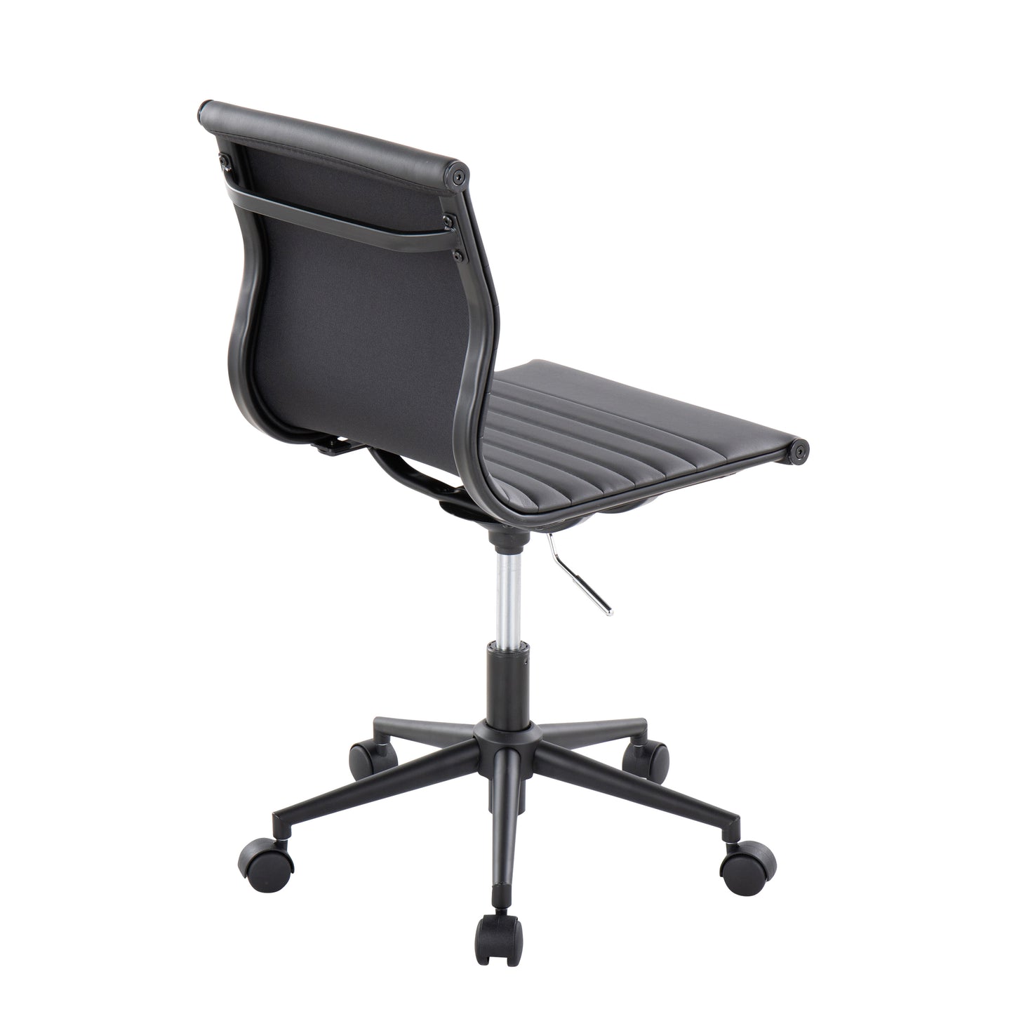 Masters Industrial Armless Adjustable Task Chair with Swivel in Black Frame and Black Faux Leather by LumiSource