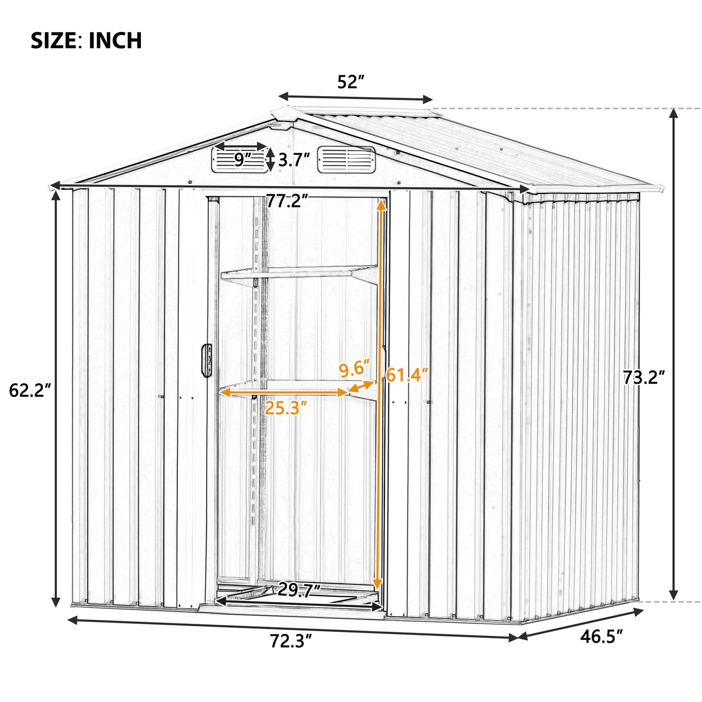 Patio 6ft x4ft Bike Shed Garden Shed, Metal Storage Shed with Adjustable Shelf and Lockable Door, Tool Cabinet with Vents and Foundation for Backyard, Lawn, Garden, Brown