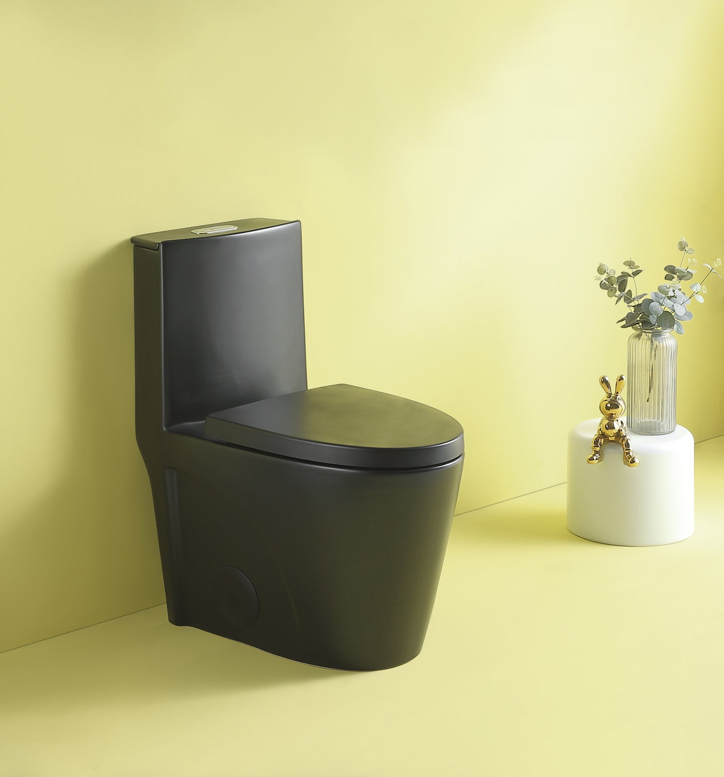 15 5/8 Inch 1.1/1.6 GPF Dual Flush 1-Piece Elongated Toilet with Soft-Close Seat - Matte Black 24T01-MB