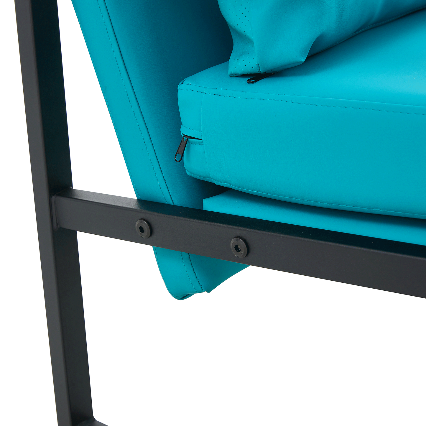 Cyan PU Leather 2-Piece Set of Modern Sofa Chairs with Metal Frame