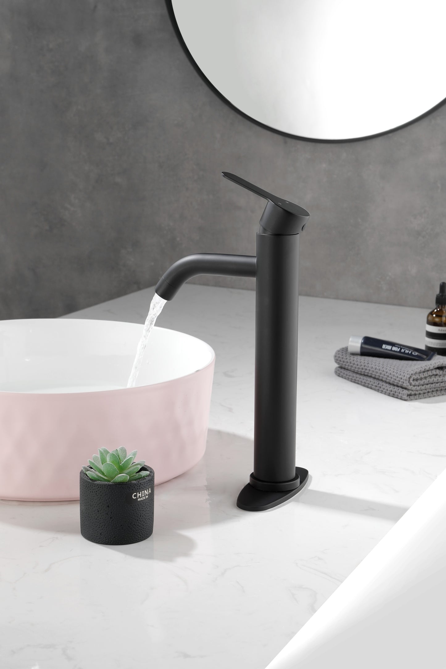 Modern Matte Black Waterfall Spout Bathroom Faucet