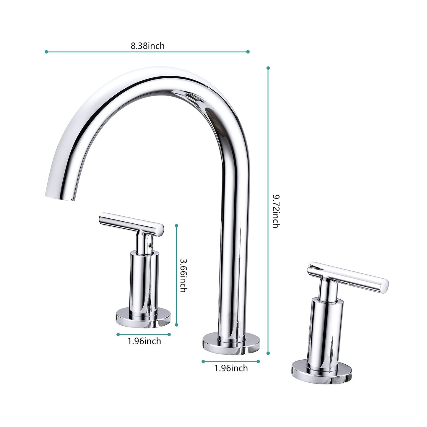 Two Handle High Arc Widespread Bathroom Sink Faucet 3 Hole