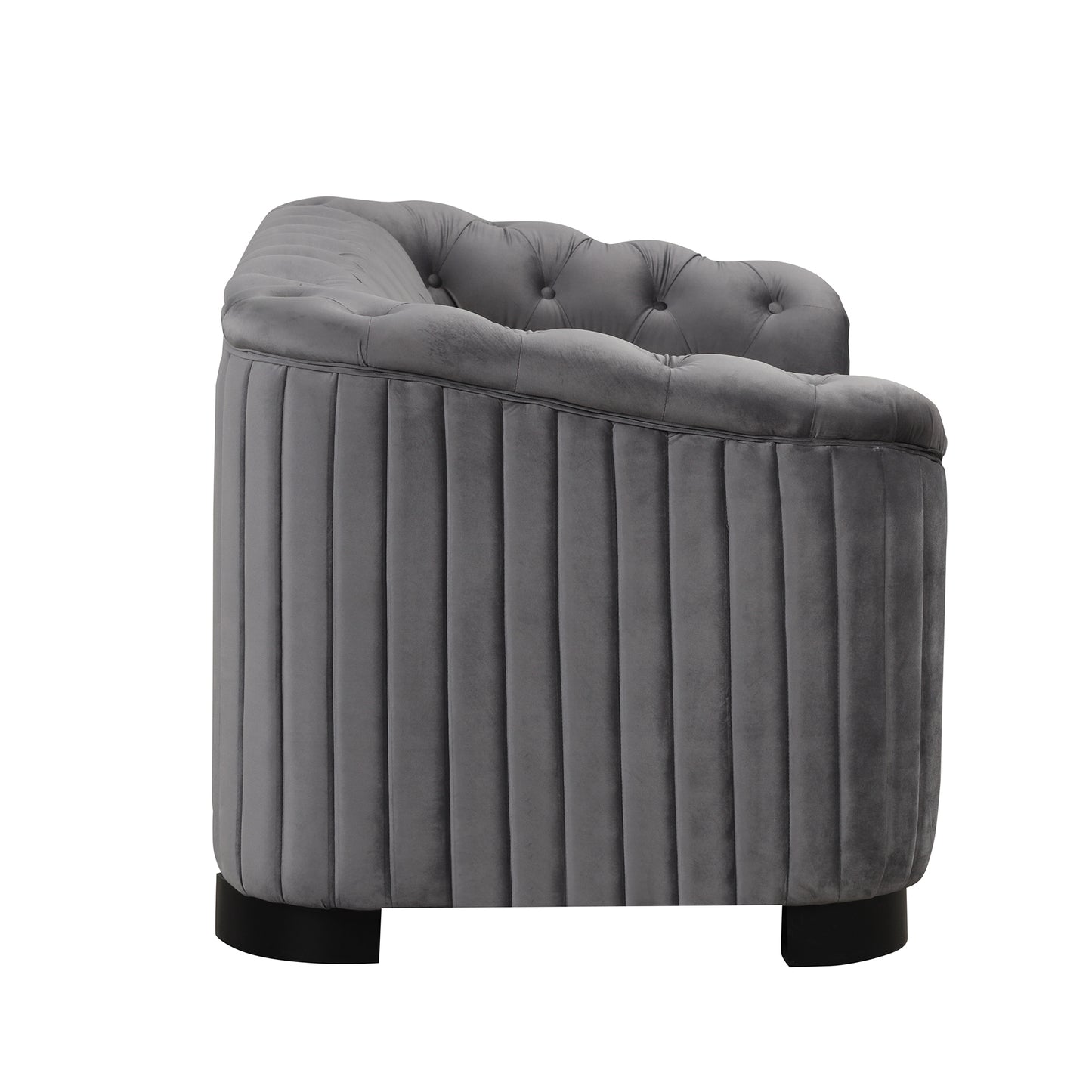 Modern Gray Velvet Loveseat Sofa with Removable Seat Cushion