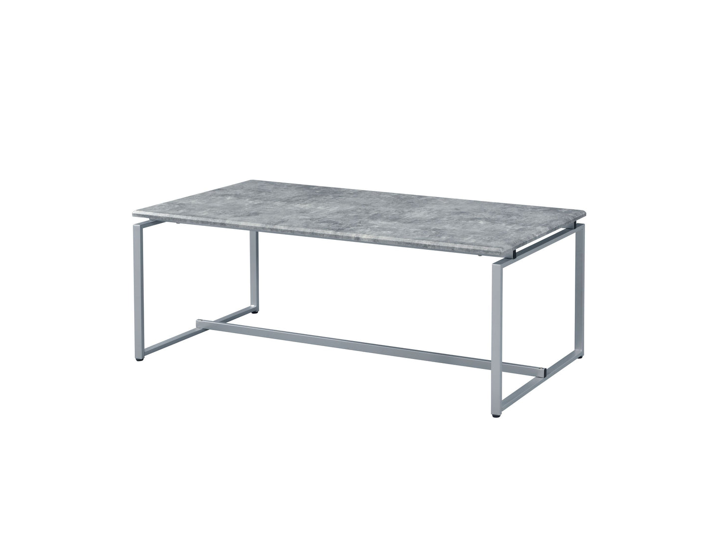 Jurgen Modern 3-Piece Faux Concrete Coffee Table Set with Silver Base