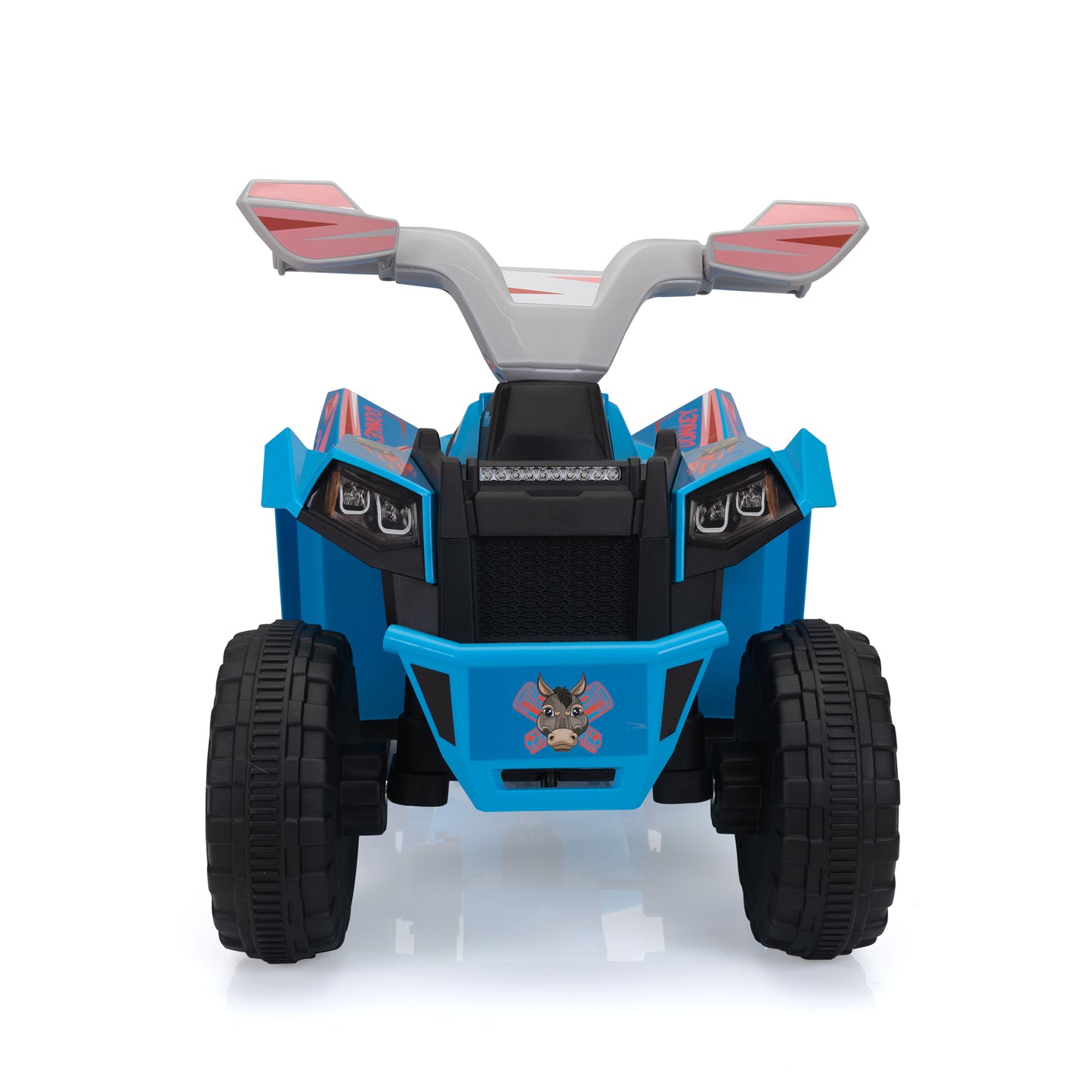 6V Kids Electric ATV, Toddler Ride on Car with Trailer, Music, Bluetooth and Power Display for Boys and Girls, Blue