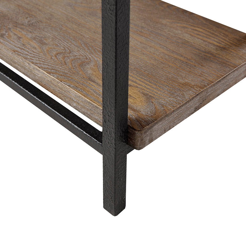 Rustic Grey Wood Desk with Black Metal Base