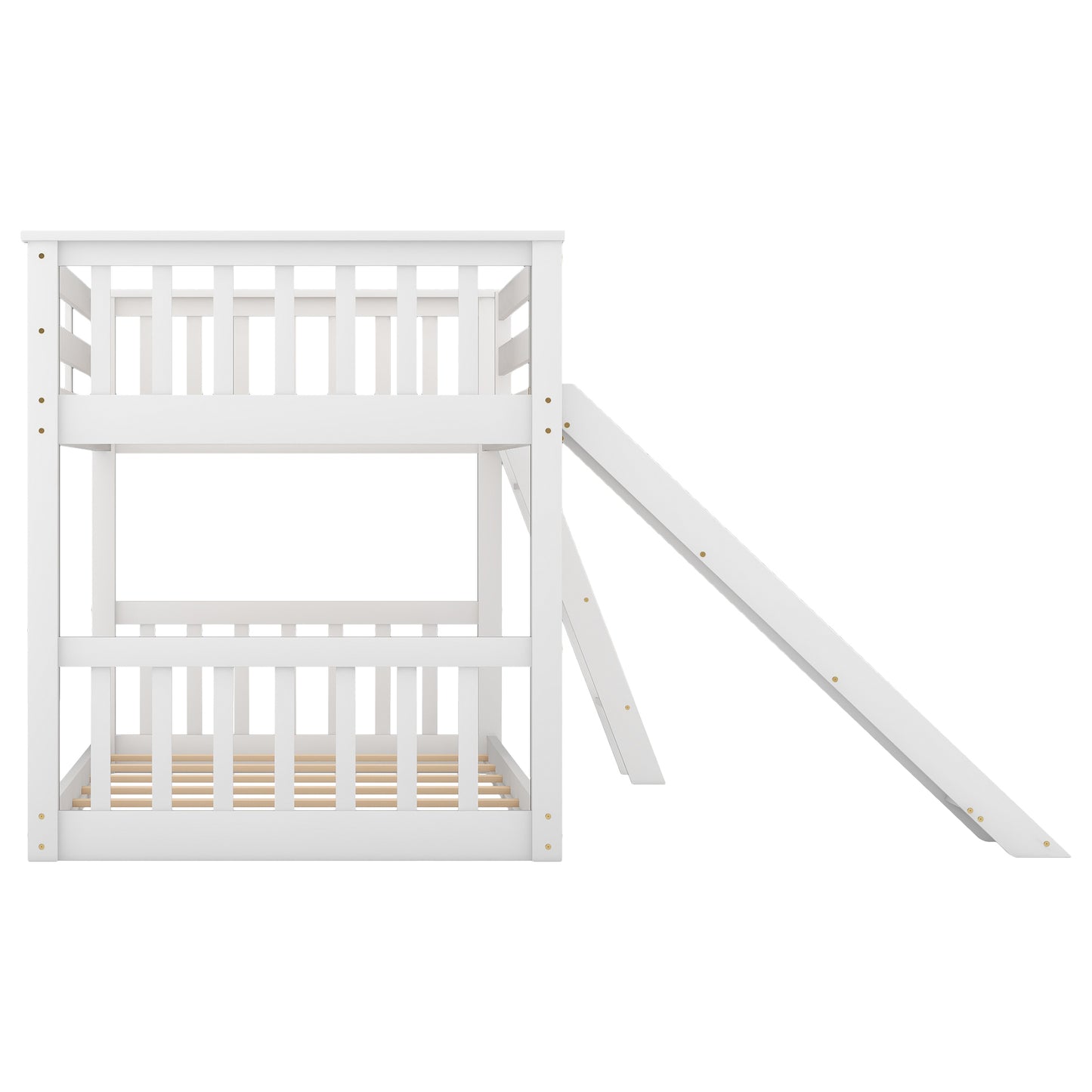 Convertible White Twin Bunk Bed with Slide and Ladder for Compact Spaces