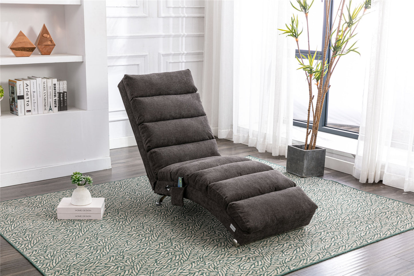 Linen Chaise Lounge Indoor Chair, Modern Long Lounger for Office or Living Room