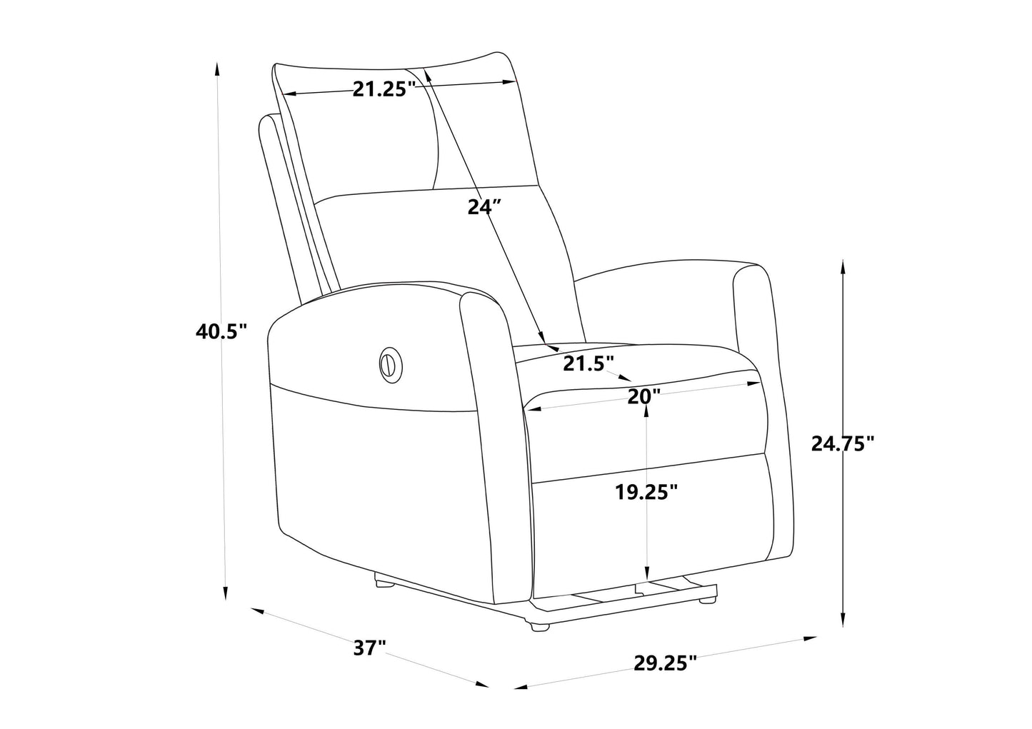 Comfortable Smoke Fabric Manual Glider Recliner