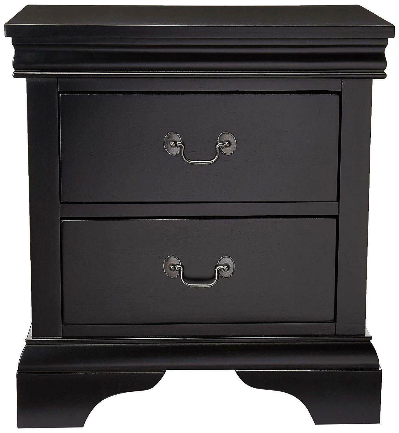 Contemporary Bedroom Furniture Nightstand Black Color 2 x Drawers Bed Side Table Pine wood