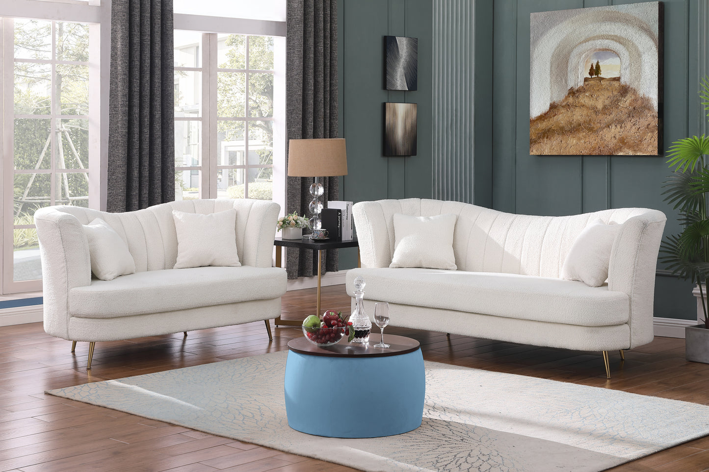 Round Ottoman Set with Storage and Reversible Lid - Versatile Furniture Piece for Home