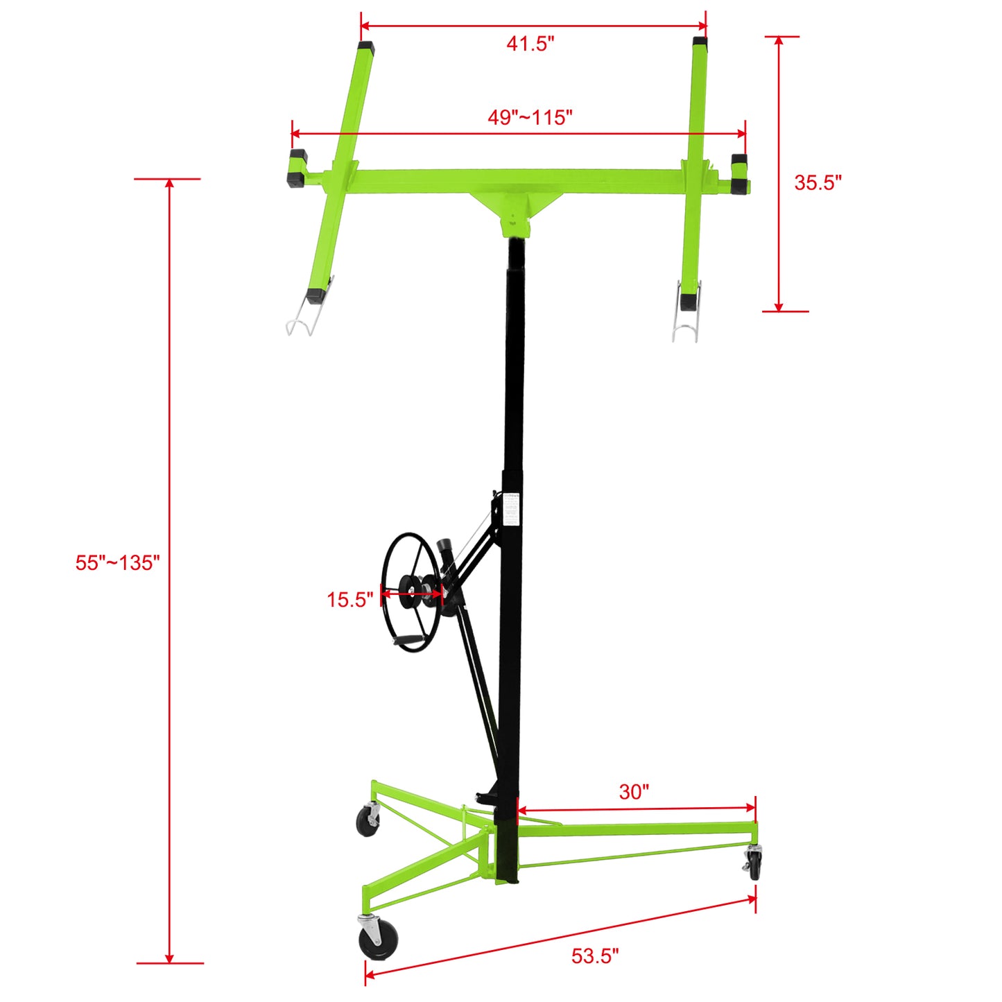 Drywall Lift Panel 11' Lift Drywall Panel Hoist Jack Lifter,GREEN+BLACK