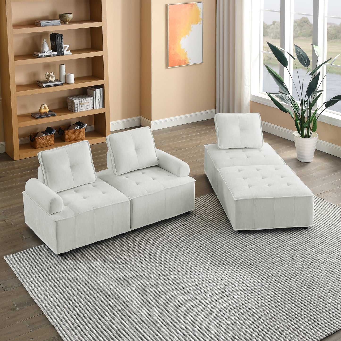 L-Shape Modular Sectional Sofa, DIY Combination, Chenille