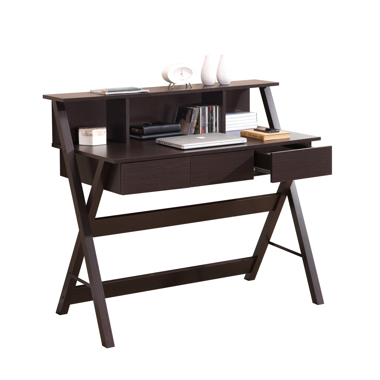 Elegant Writing Desk with Ample Storage in Wenge Wood