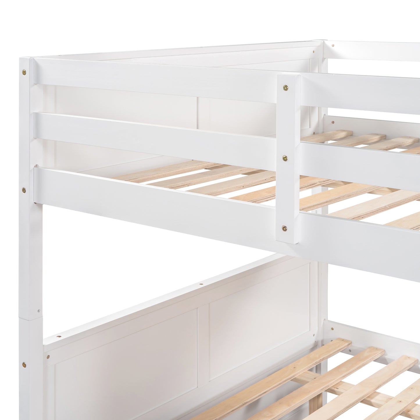 White Full Bunk Bed Set with Twin Trundle for a Family Sleepover Solution