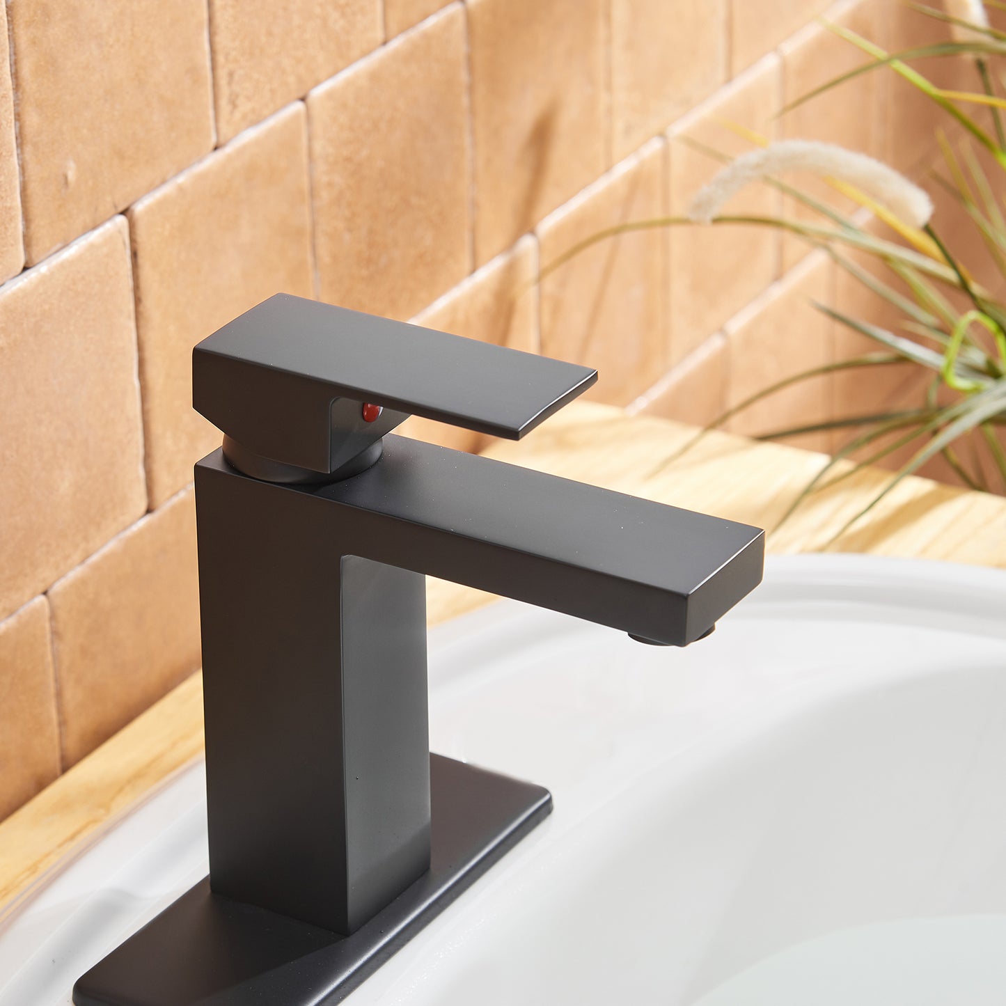 Matte Black Single-Handle Low-Arc Bathroom Faucet with Pop-Up Drain