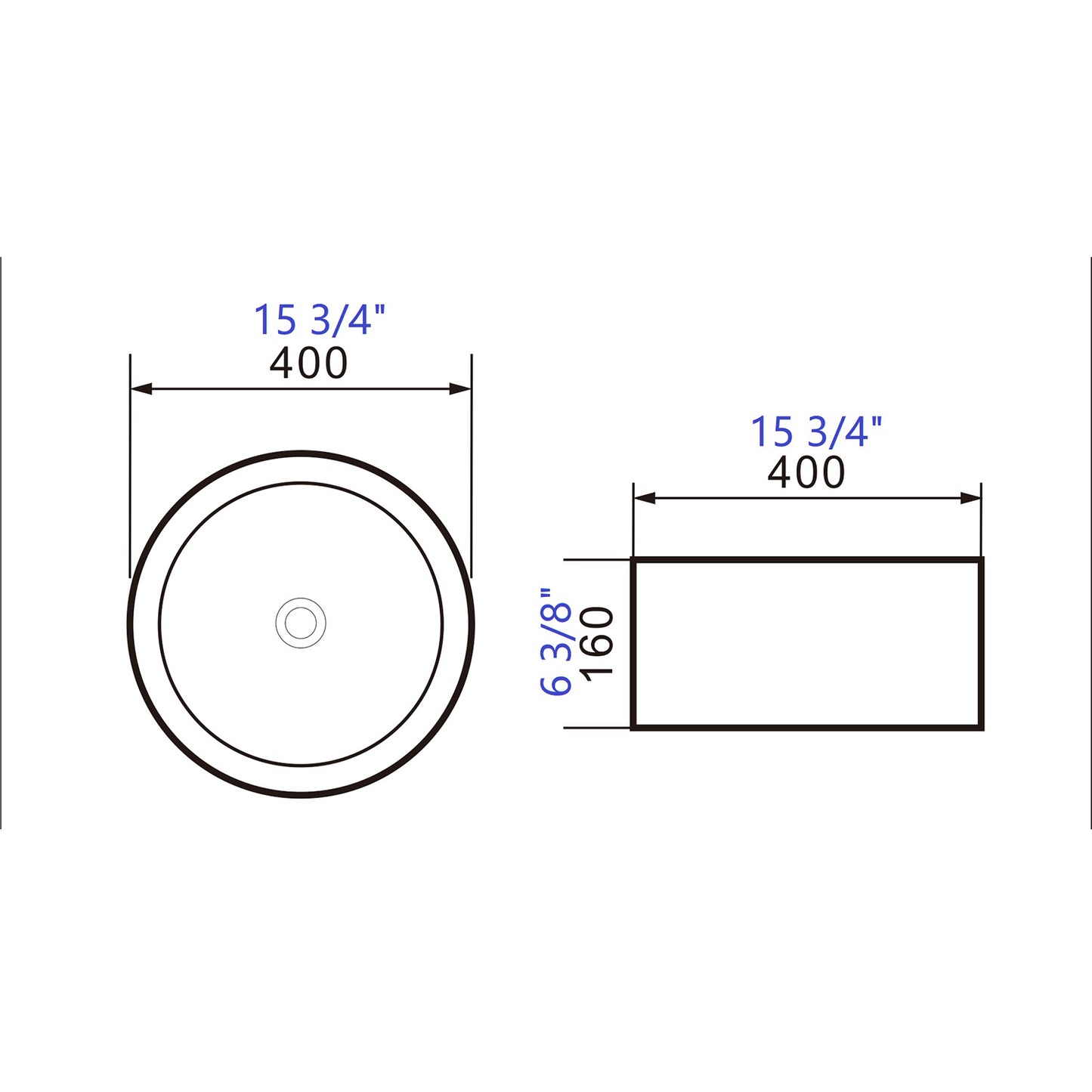 Vessel Bathroom Sink Basin in White Ceramic