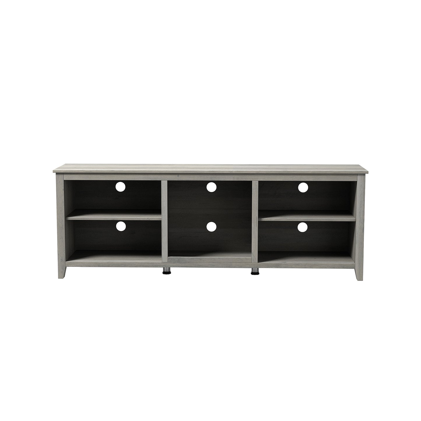 Versatile Industrial Style TV Stand with Spacious Open Storage - Grey Walnut