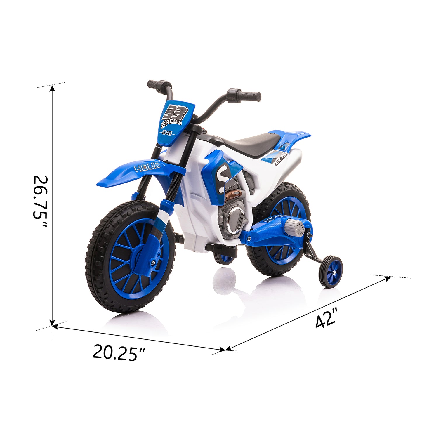 12V Kids Ride on Toy Motorcycle, Electric Motor Toy Bike with Training Wheels for Kids 3-6, Blue