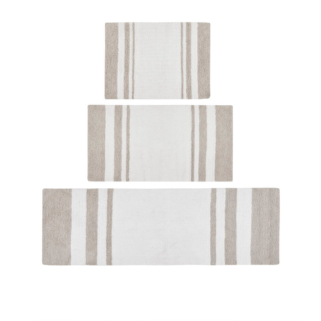 Reversible Cotton Spa Bath Rug with Striped Design