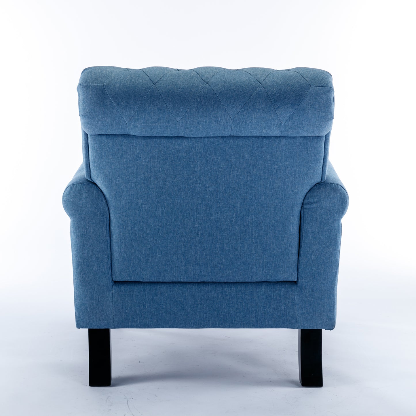 Accent Chairs for Bedroom, Midcentury Modern Accent Arm Chair for Living Room, Linen Fabric Comfy Reading Chair, Tufted Comfortable Sofa Chair, Upholstered Single Sofa, Blue