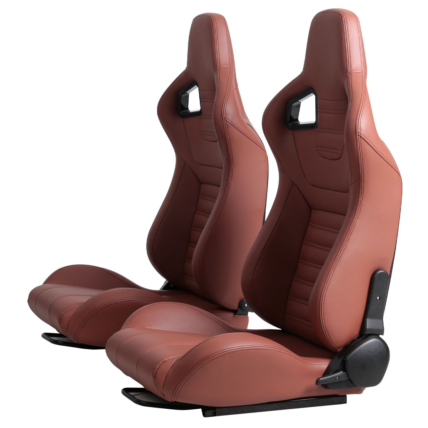 2-Piece Ergonomic Racing Seats with Adjustable Double Slides in Vibrant Brick Red