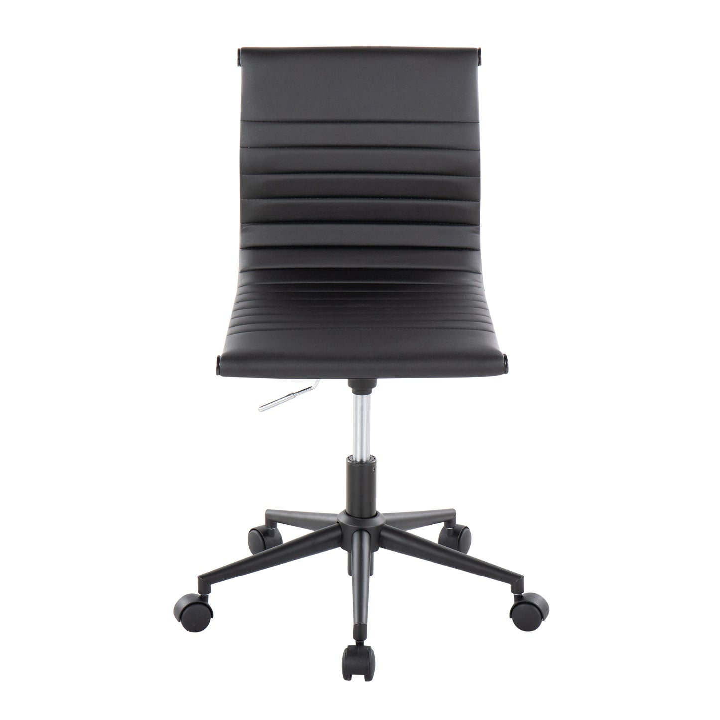 Masters Industrial Armless Adjustable Task Chair with Swivel in Black Frame and Black Faux Leather by LumiSource