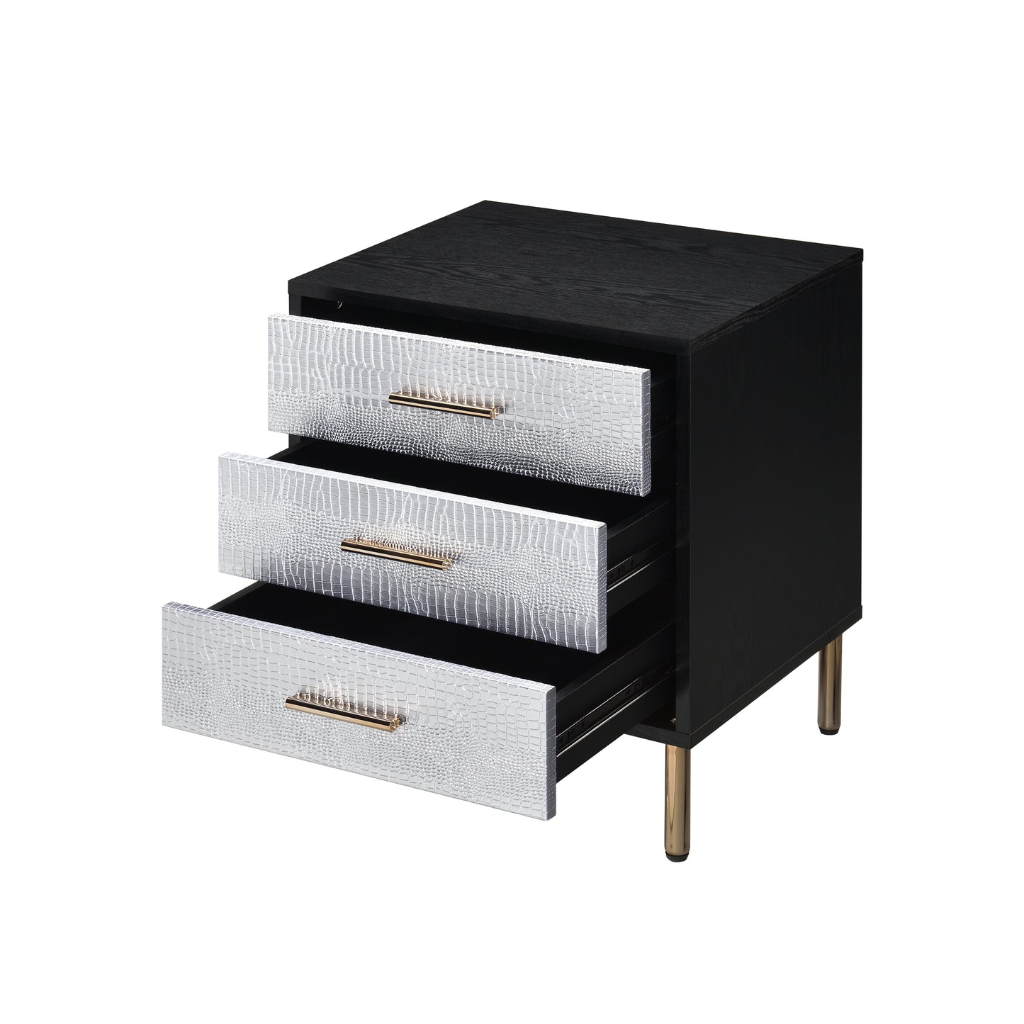 Myles Nightstand, Black, Silver & Gold Finish AC00842