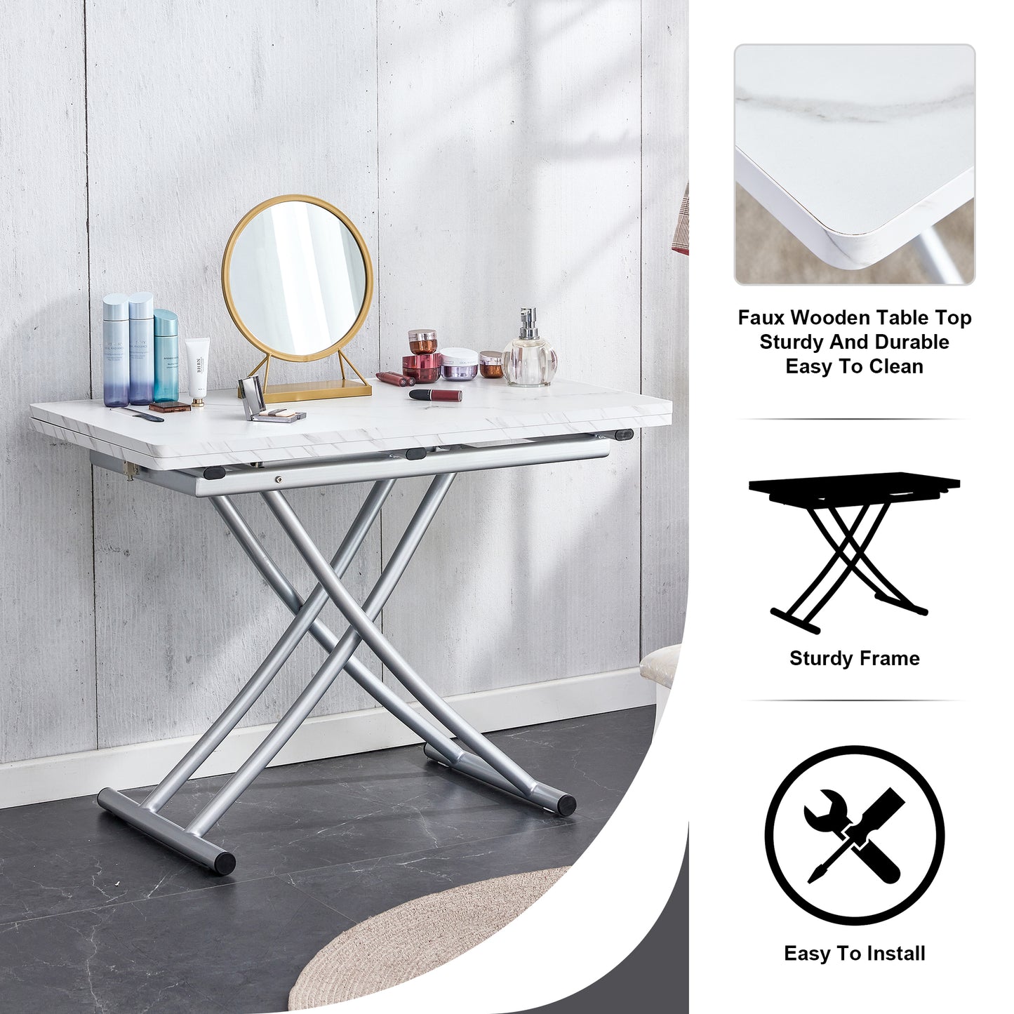 Versatile Minimalist Lift Table with Adjustable Height and Foldable Design