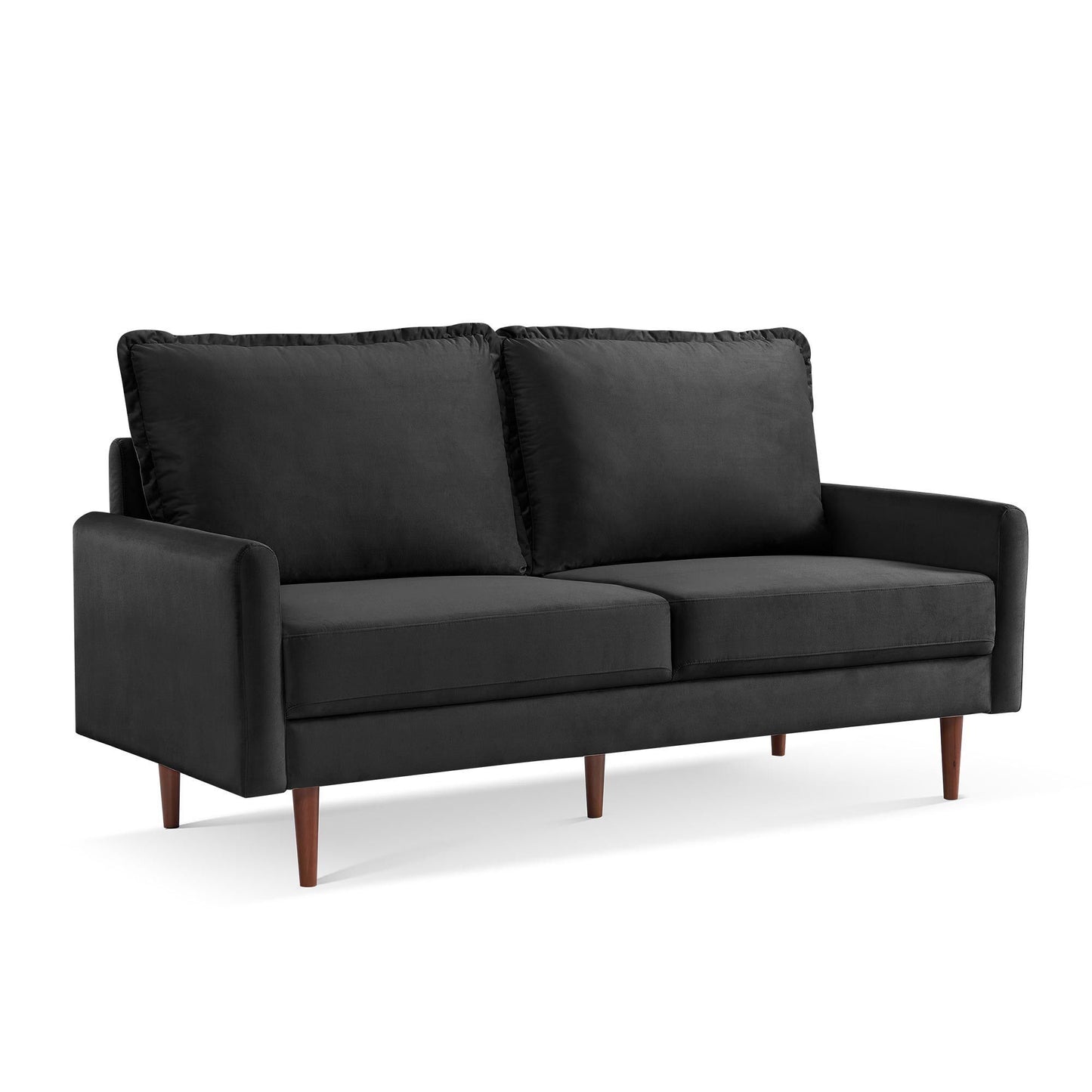 Luxurious 69” Black Velvet Upholstered Sofa with Wooden Frame and Sustainable Materials