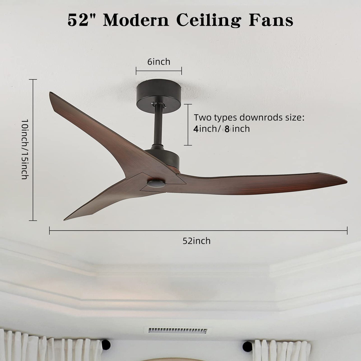 52 Energy-Efficient Farmhouse Ceiling Fan with Remote Control for Indoor and Outdoor Spaces