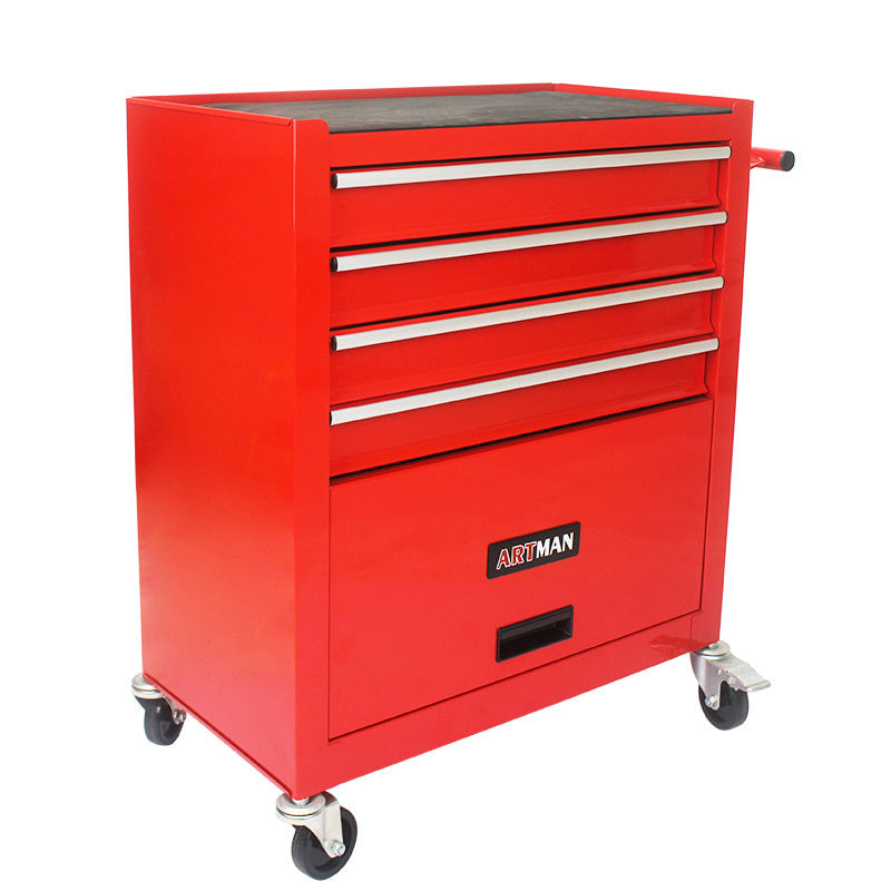 4 DRAWERS MULTIFUNCTIONAL RED TOOL CART WITH WHEELS