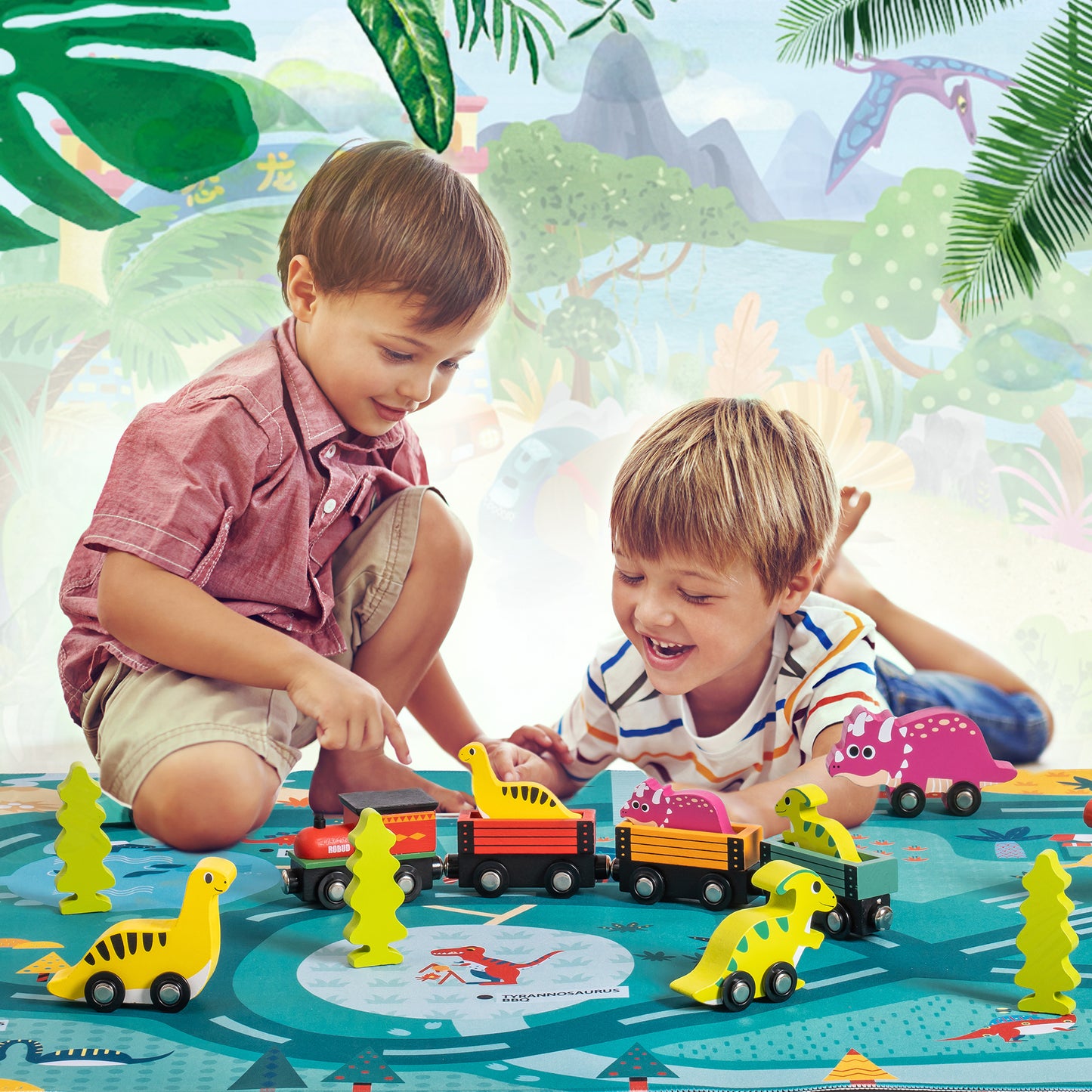 Wooden Dinosaur Adventure Train Set