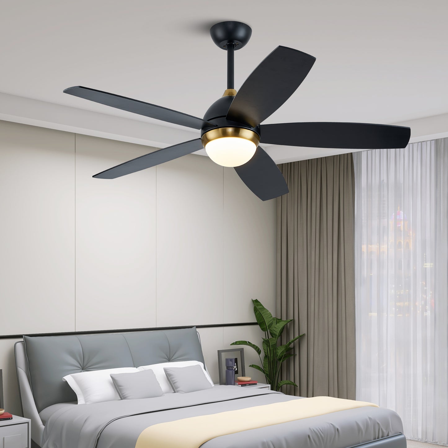 52 Black Ceiling Fan with Dimmable LED Lights