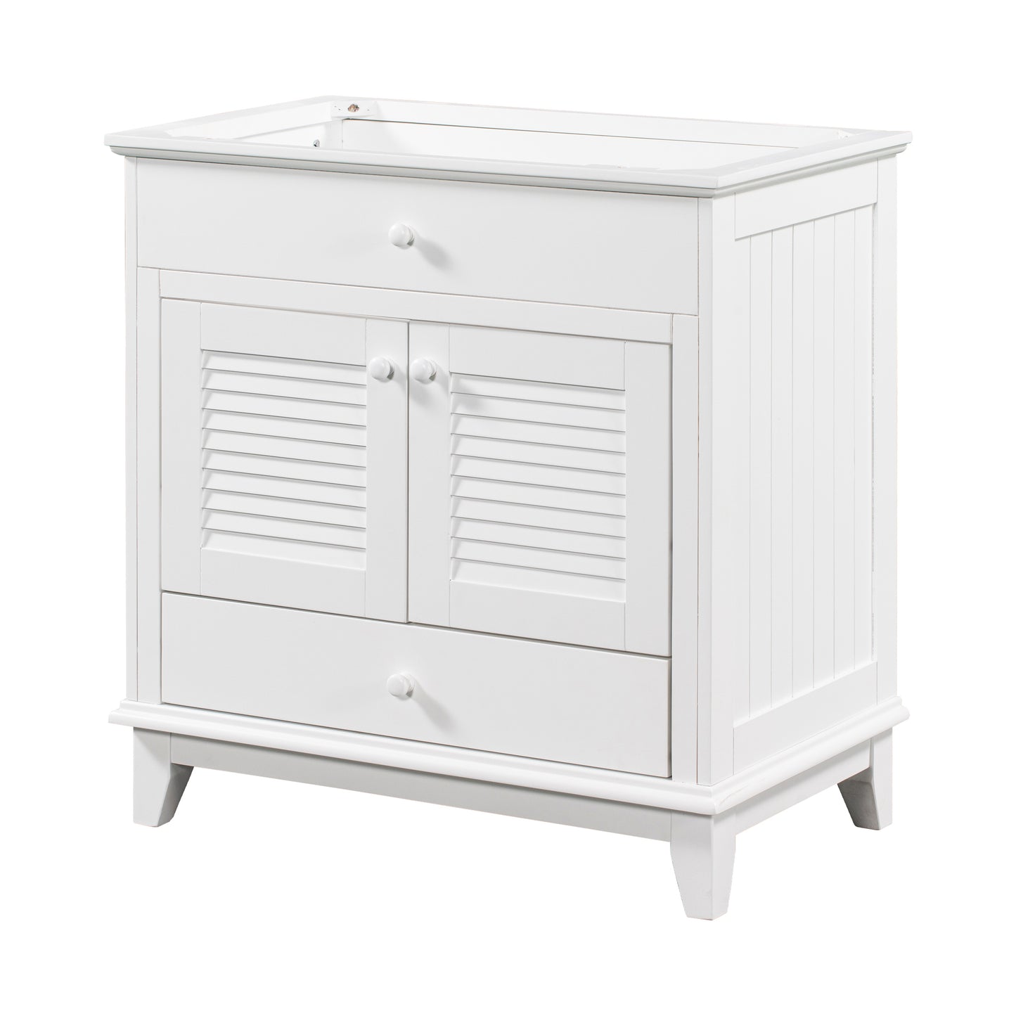 30" Bathroom Vanity Base without Sink, Bathroom Cabinet with Two Doors and One Drawer, White