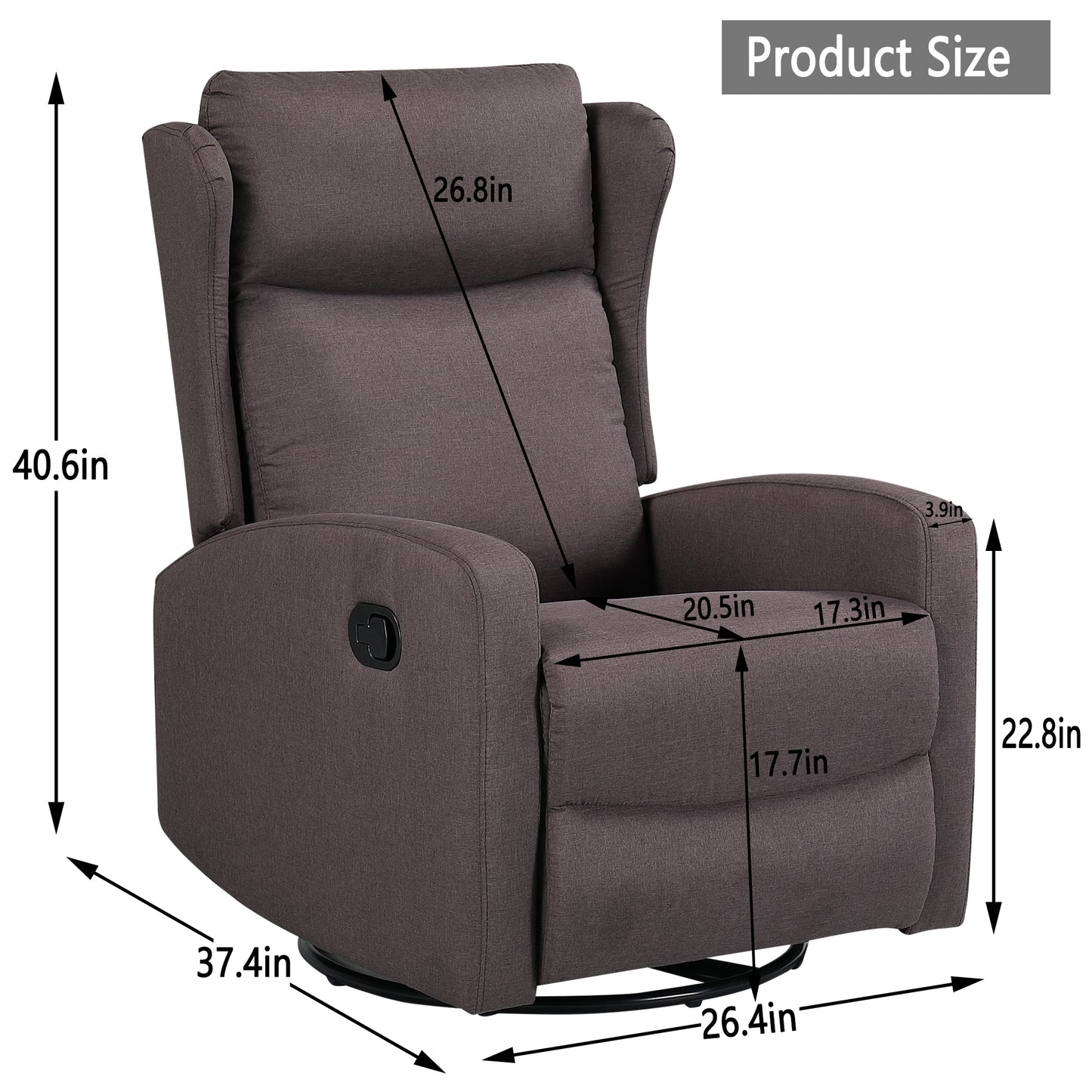 Adjustable Swivel Rocking Recliner Chair with Lumbar Support and Versatile Positions