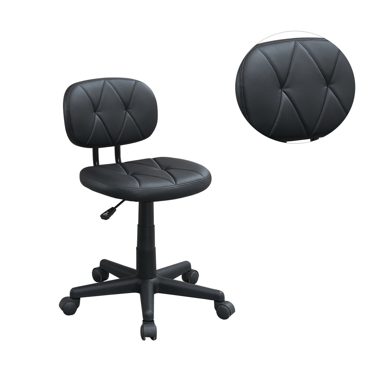 Low-Back Adjustable Office Chair with PU Leather, Black