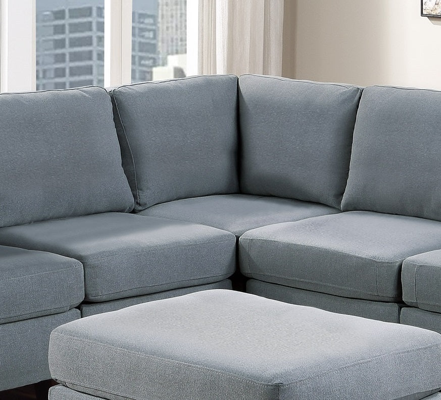 Modular Sectional Sofa Set with Ottoman and Armless Chairs