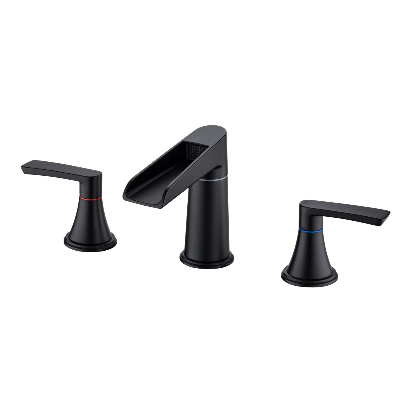 Elegant Matte Black 2-Handle Bathroom Faucet with Waterfall Design