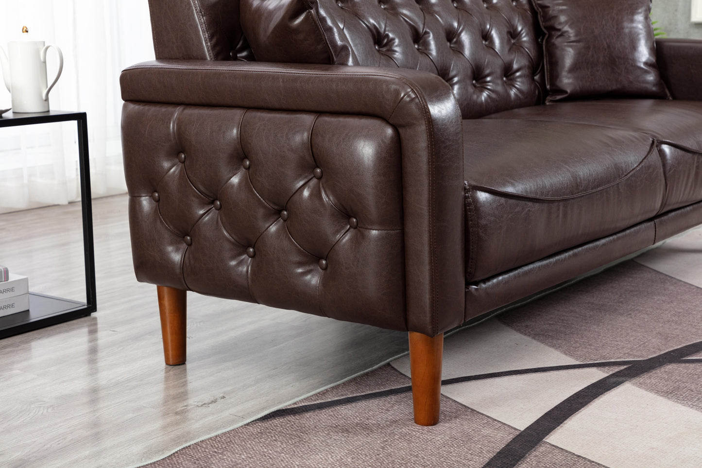 Luxurious Brown PU Leather Sofa - 2047 Edition